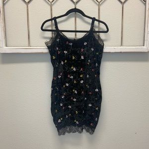 ASOS velvet black floral mini dress size 8